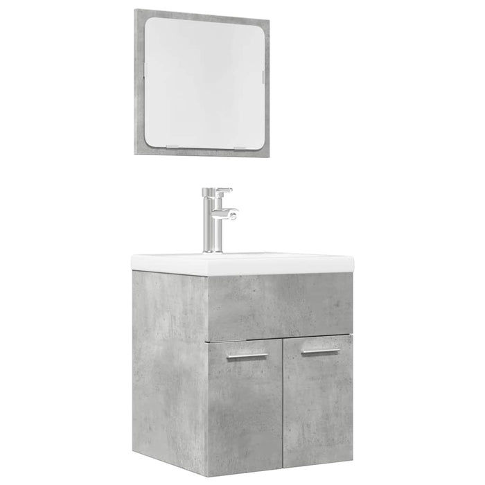 Set Mobili da Bagno 2 pz Grigio Cemento in Legno Multistrato 856368