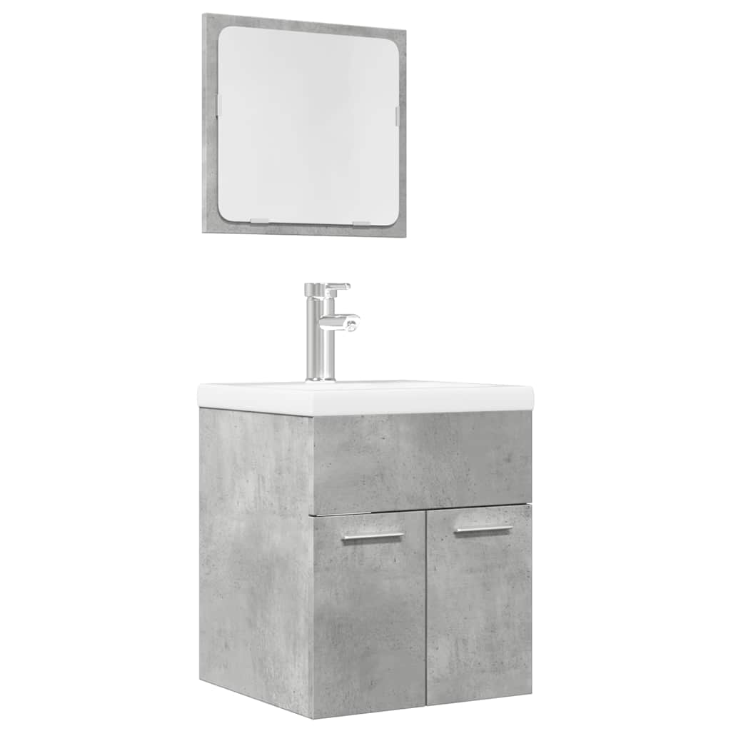 Set Mobili da Bagno 2 pz Grigio Cemento in Legno Multistrato