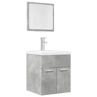 Set Mobili da Bagno 2 pz Grigio Cemento in Legno Multistrato 856368