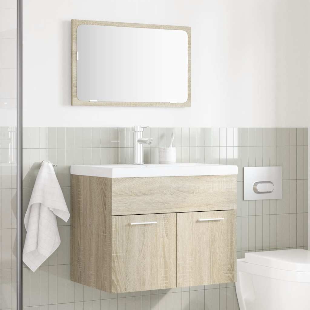 vidaXL Set Mobili da Bagno 2 pz Rovere Sonoma in Legno Multistrato