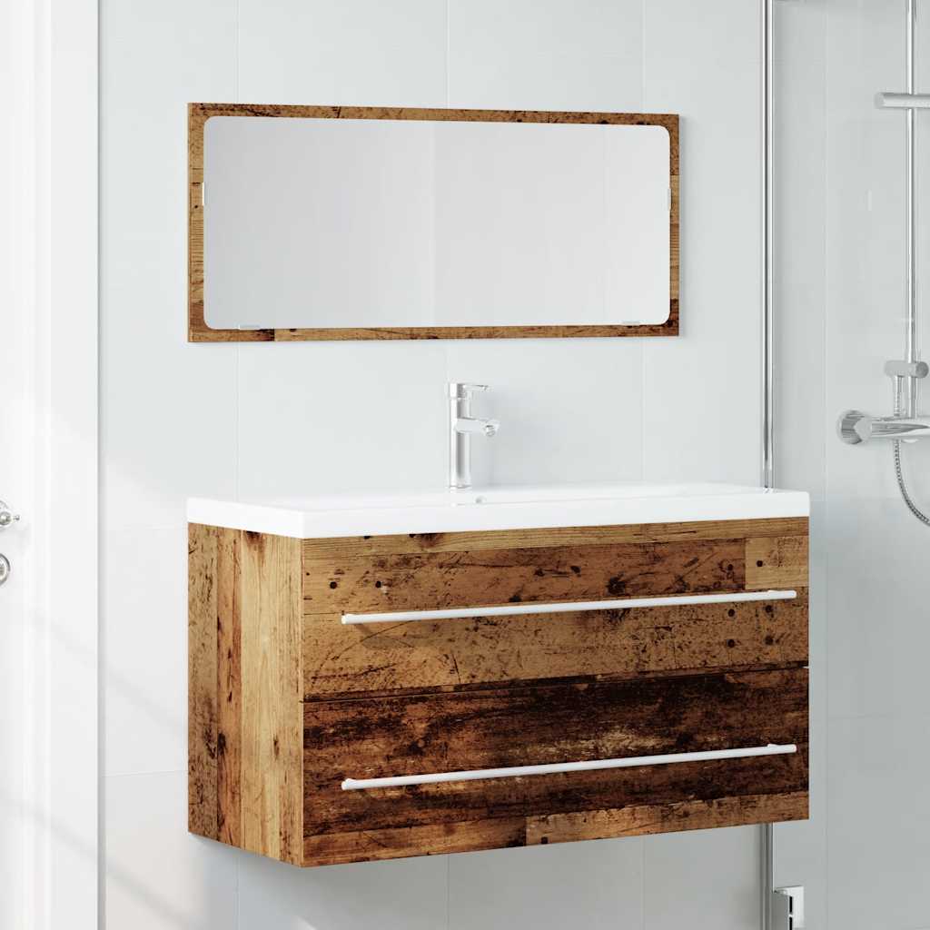 Set Mobili da Bagno 2 pz Legno Antico in Legno Multistrato 856388
