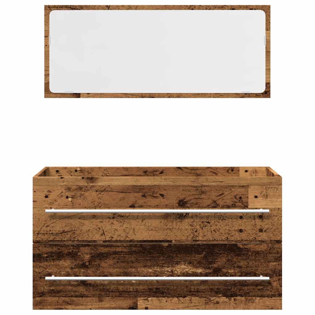 Set Mobili da Bagno 2 pz Legno Antico in Legno Multistrato 856388