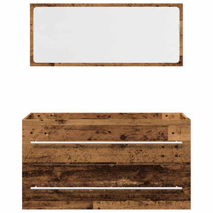 Set Mobili da Bagno 2 pz Legno Antico in Legno Multistrato 856388