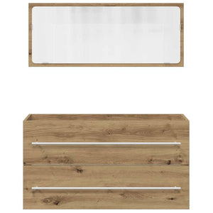 Set Mobili da Bagno 2 pz Rovere Artigianale Legno Multistrato 856389