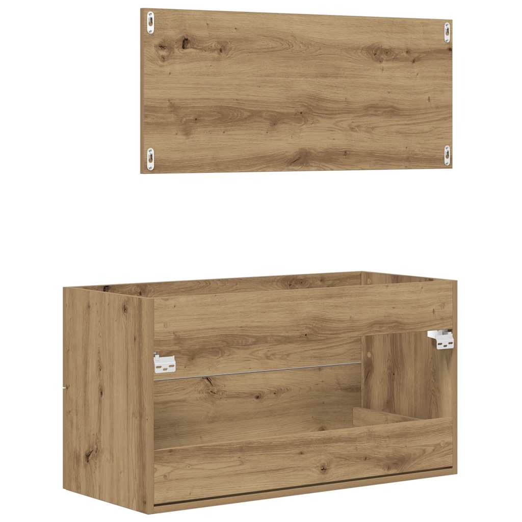 Set Mobili da Bagno 2 pz Rovere Artigianale Legno Multistrato 856389