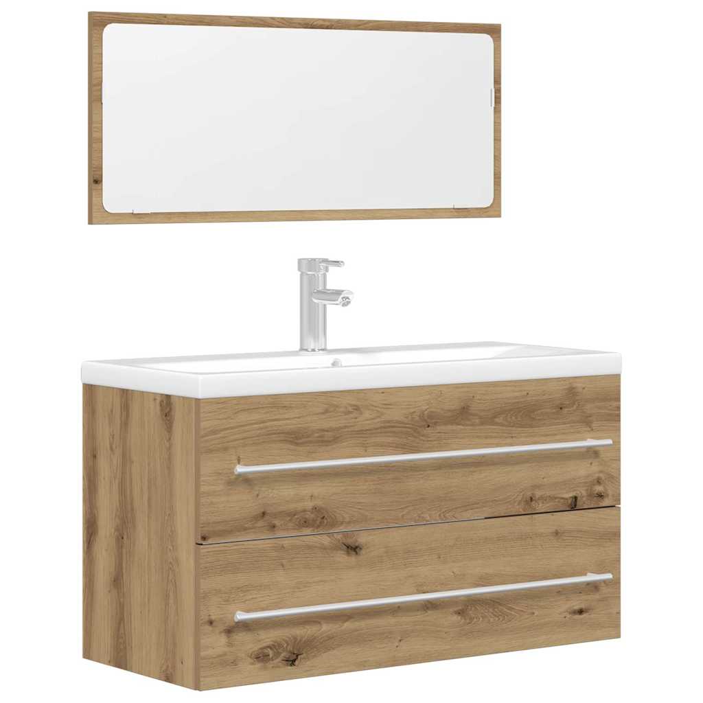 Set Mobili da Bagno 2 pz Rovere Artigianale Legno Multistrato 856389