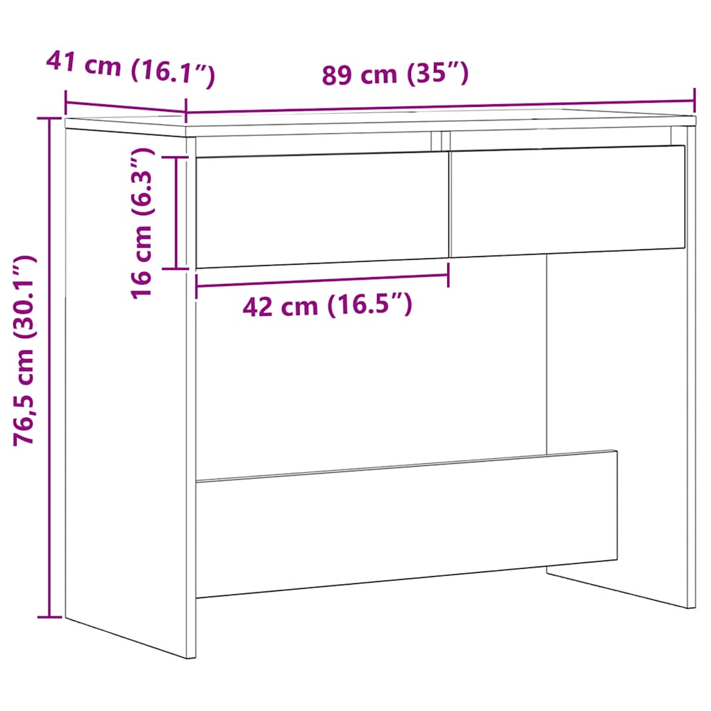 Tavolo Consolle Rovere Artigianale 89x41x76,5cm in Truciolato 856775