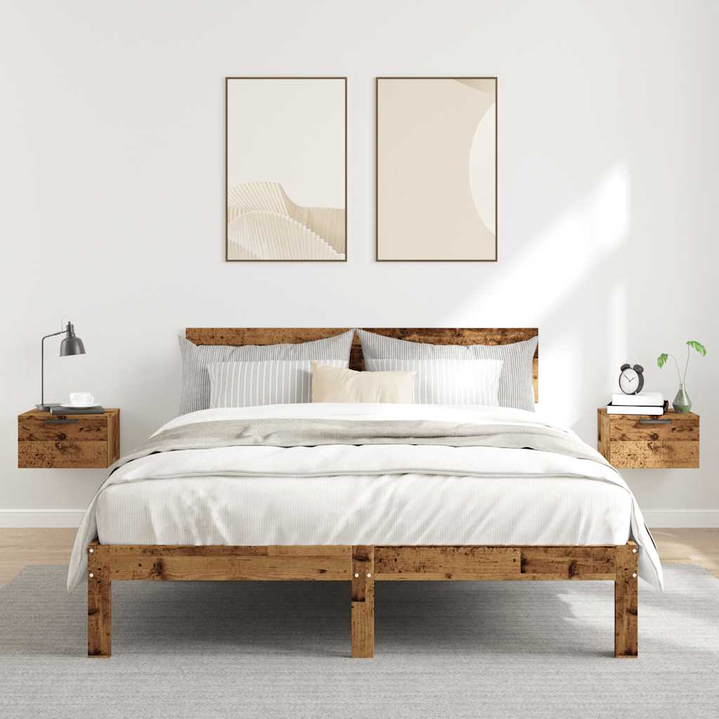 Comodini a Muro 2 pz-Set di 2 Tavolino da notte Legno Antico 34x30x20 cm
