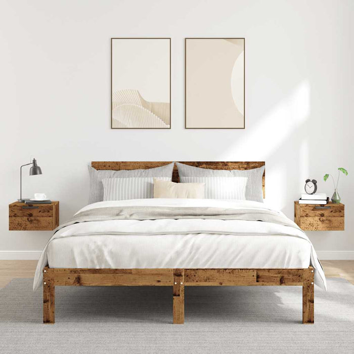 Comodini a Muro 2 pz-Set di 2 Tavolino da notte Legno Antico 34x30x20 cm