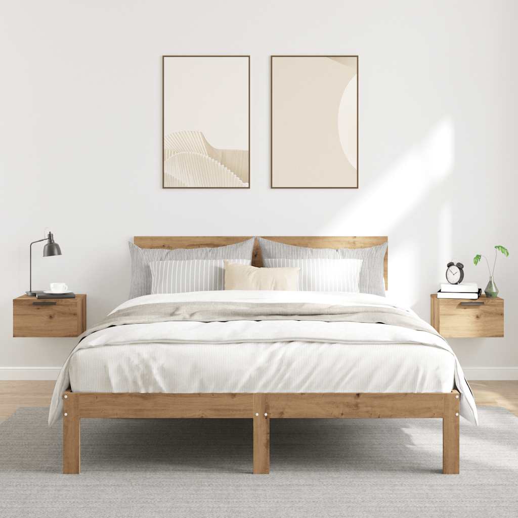 Comodini a Muro 2 pz Rovere Artigianale 34x30x20 cm 856982