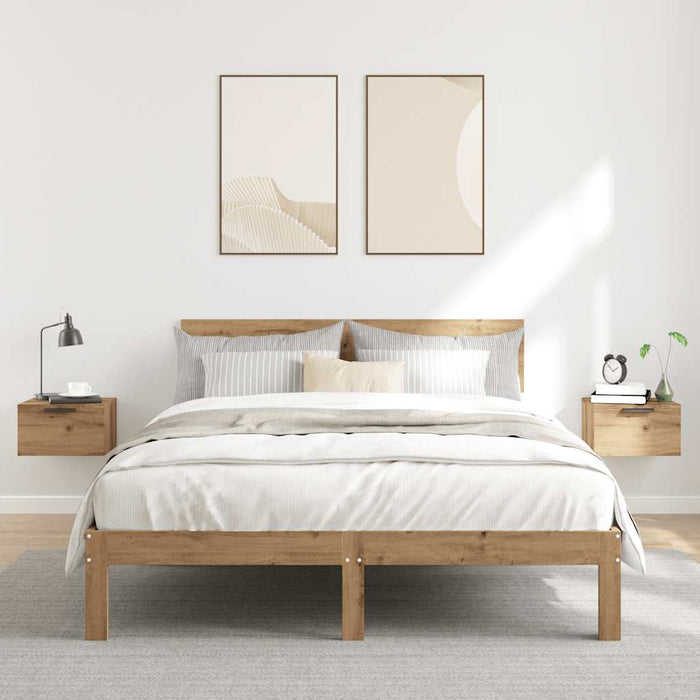 Comodini a Muro 2 pz Rovere Artigianale 34x30x20 cm 856982