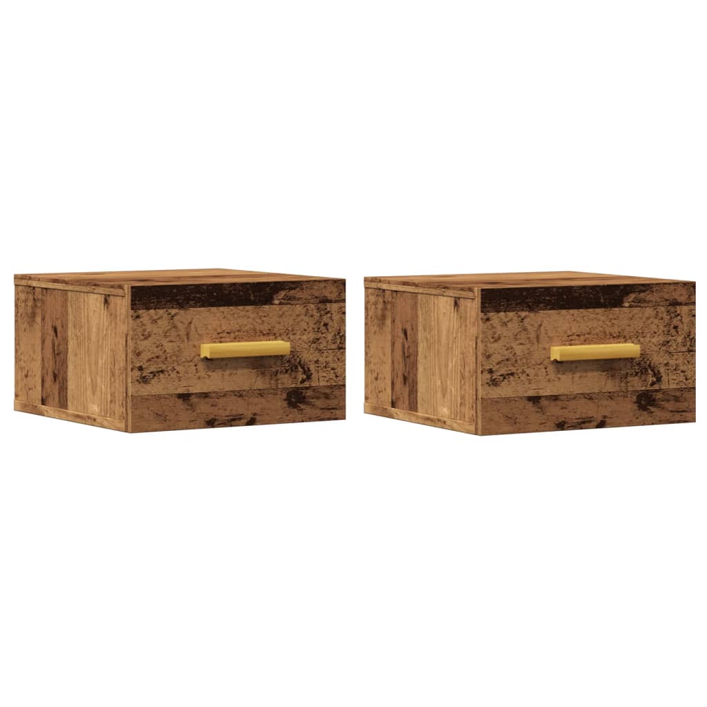 vidaXL Comodini a Muro 2 pz Legno Antico 35x35x20 cm