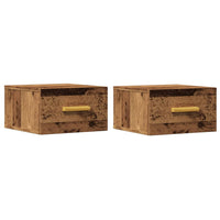 Comodini a Muro 2 pz-Set di 2 Tavolino da notte Legno Antico 35x35x20 cm