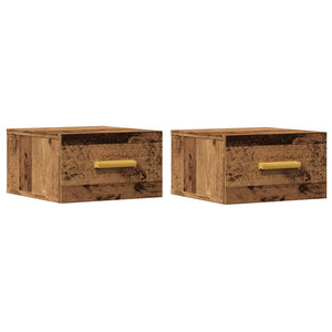 Comodini a Muro 2 pz-Set di 2 Tavolino da notte Legno Antico 35x35x20 cm