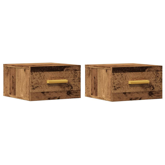 Comodini a Muro 2 pz-Set di 2 Tavolino da notte Legno Antico 35x35x20 cm