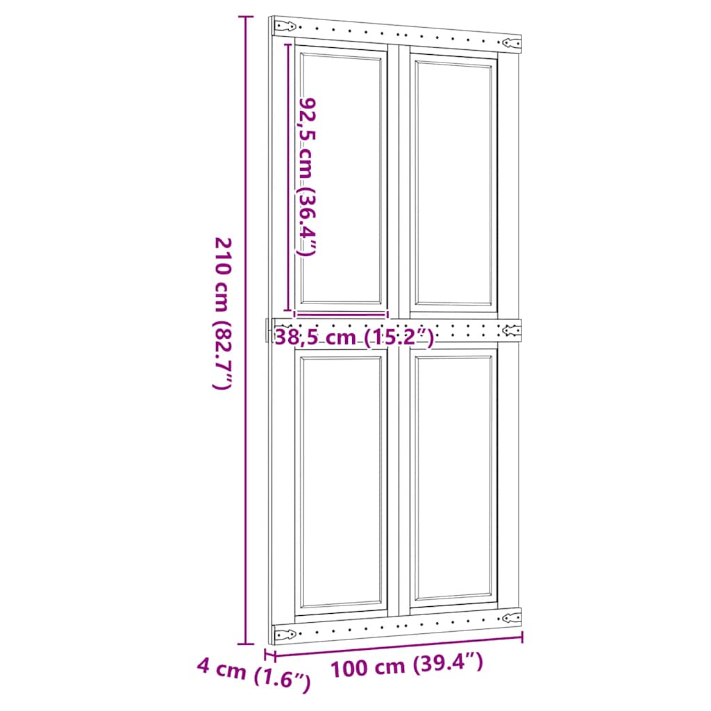 Porta per Granaio CORONA 100x210 cm in Legno Massello di Pino