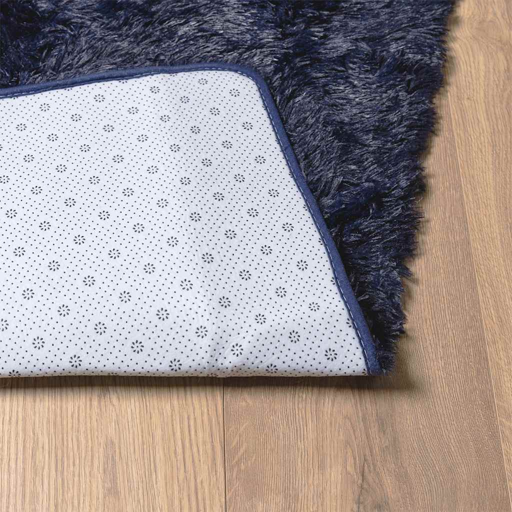 Tappeto Shaggy a Pelo Lungo NAVARRA Blu Marino 160x160 cm