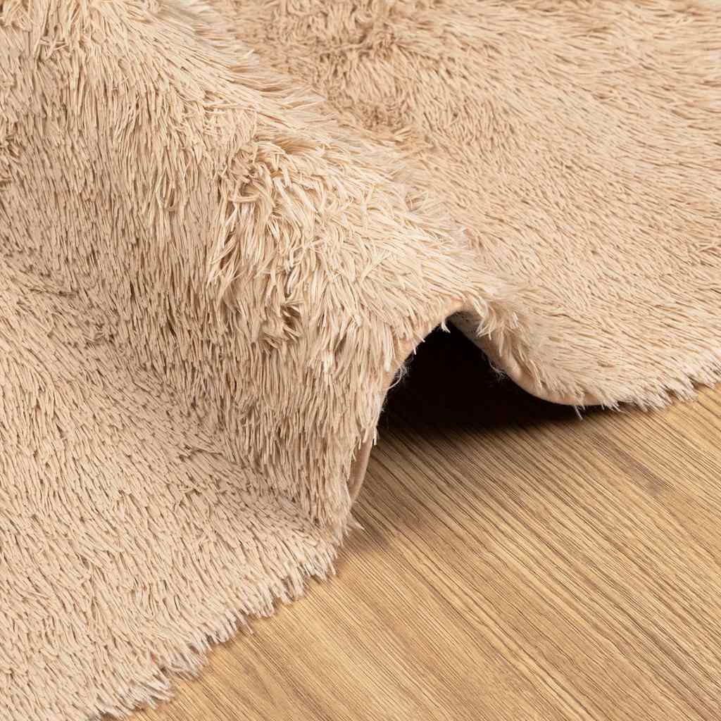 Tappeto Shaggy a Pelo Lungo NAVARRA Beige 200x200 cm poliestere 4102877
