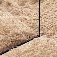 Tappeto Shaggy a Pelo Lungo NAVARRA Beige 100x100 cm poliestere 4102893
