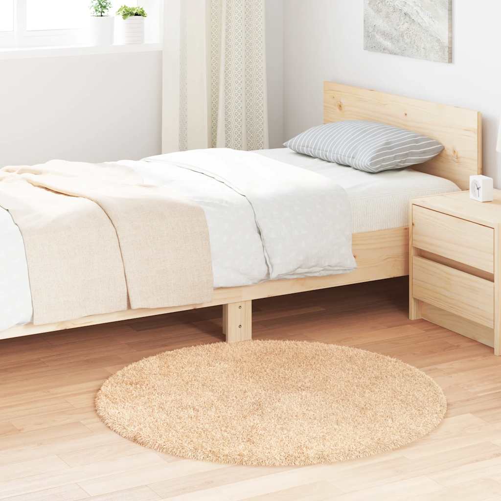 Tappeto Shaggy a Pelo Lungo NAVARRA Beige 100x100 cm poliestere 4102893