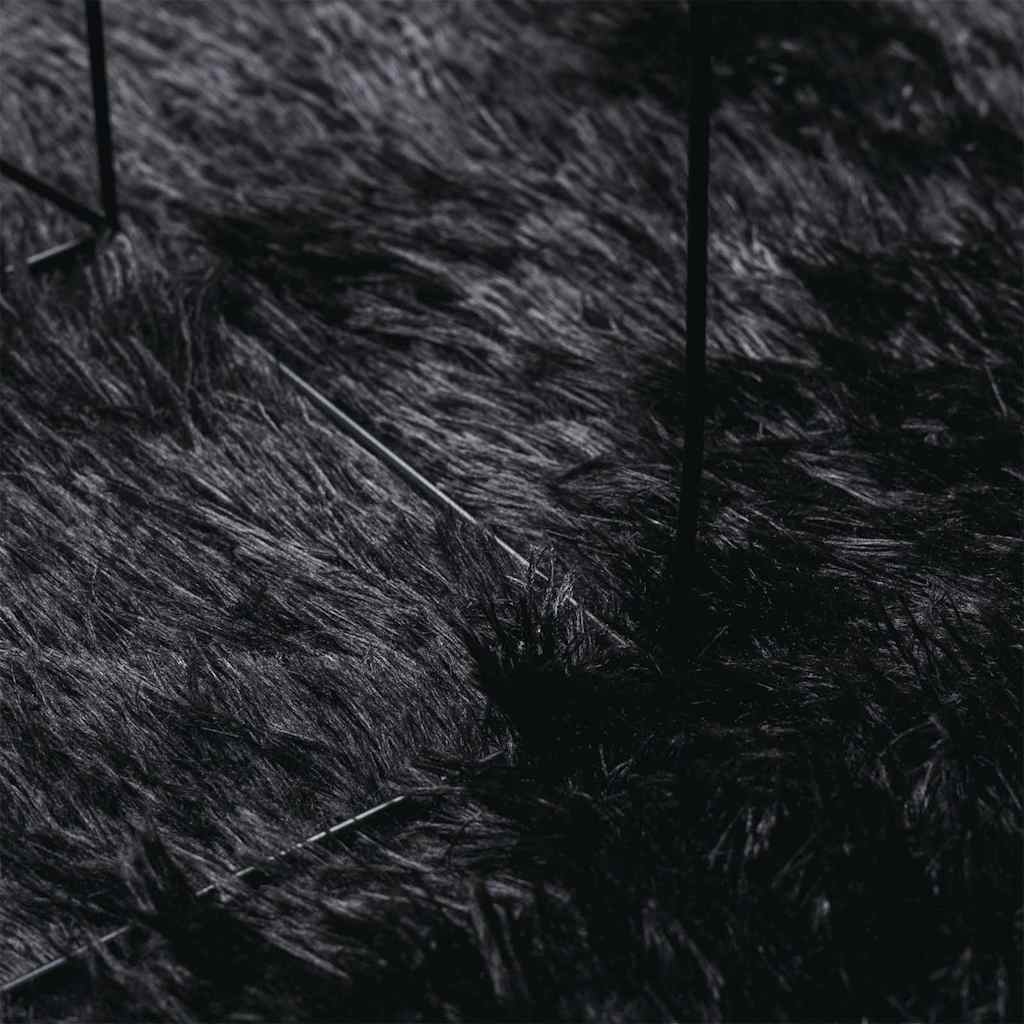 Tappeto Shaggy a Pelo Lungo NAVARRA Nero 100x100 cm poliestere