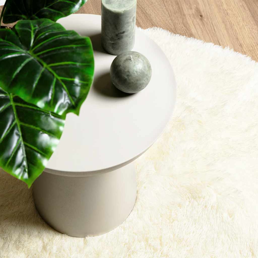 Tappeto Shaggy a Pelo Lungo NAVARRA Crema 100x100 cm poliestere