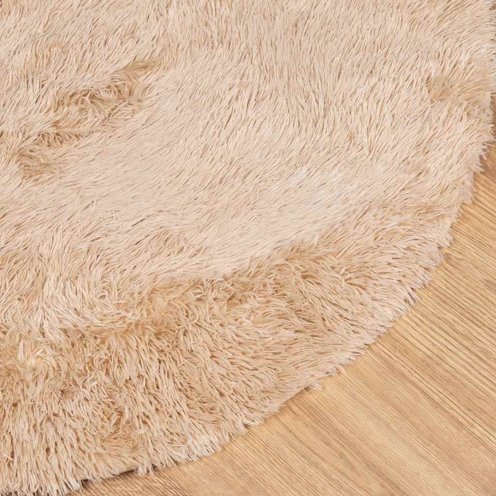 Tappeto Shaggy a Pelo Lungo Beige 120x120 cm in poliestere 4102901