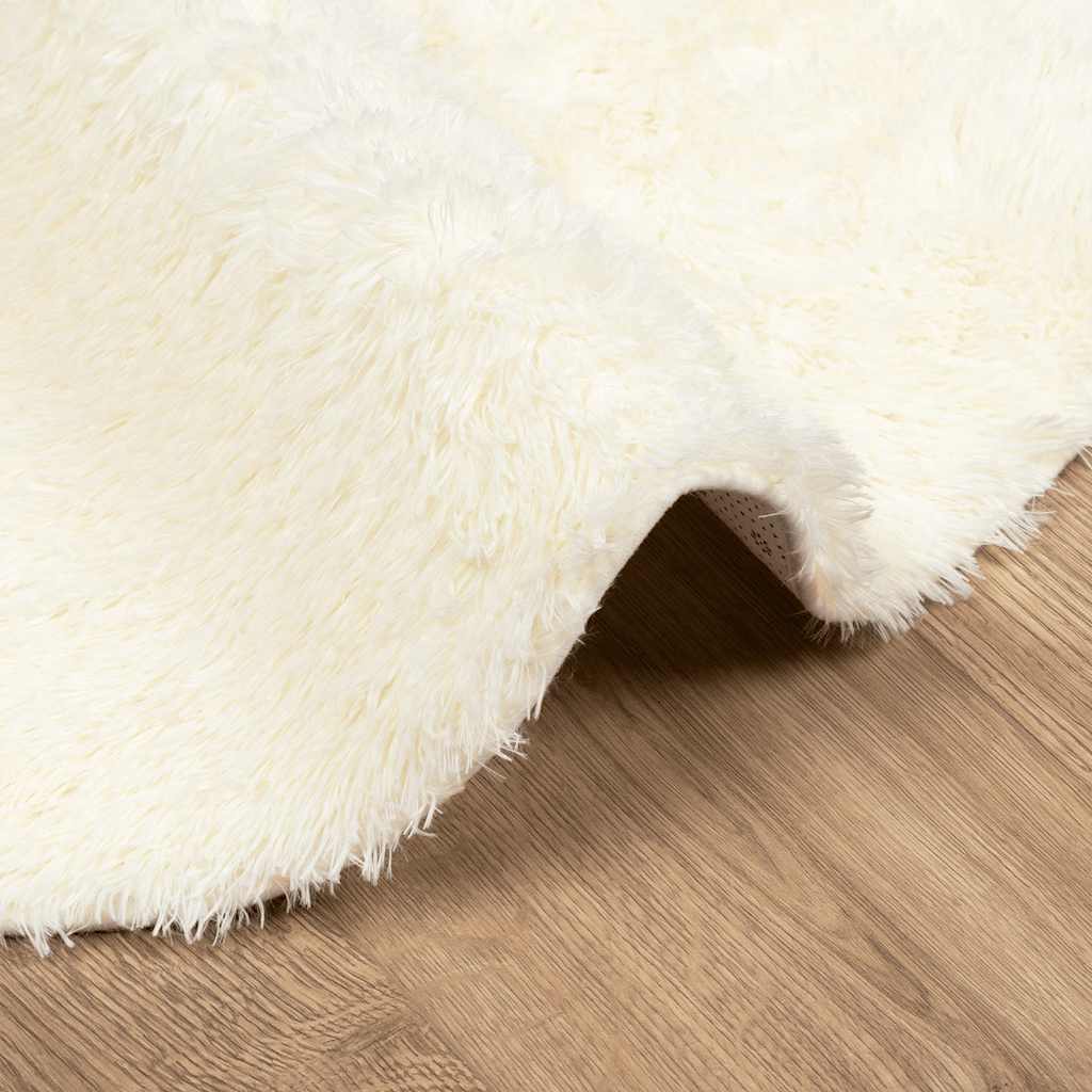 Tappeto Shaggy a Pelo Lungo NAVARRA Crema 120x120 cm poliestere 4102903