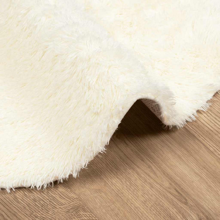 Tappeto Shaggy a Pelo Lungo NAVARRA Crema 120x120 cm poliestere 4102903