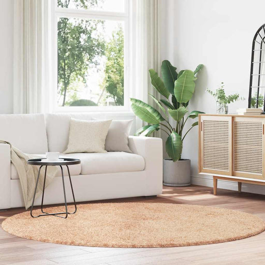 Tappeto Shaggy a Pelo Lungo Beige 200x200 cm in poliestere 4102917