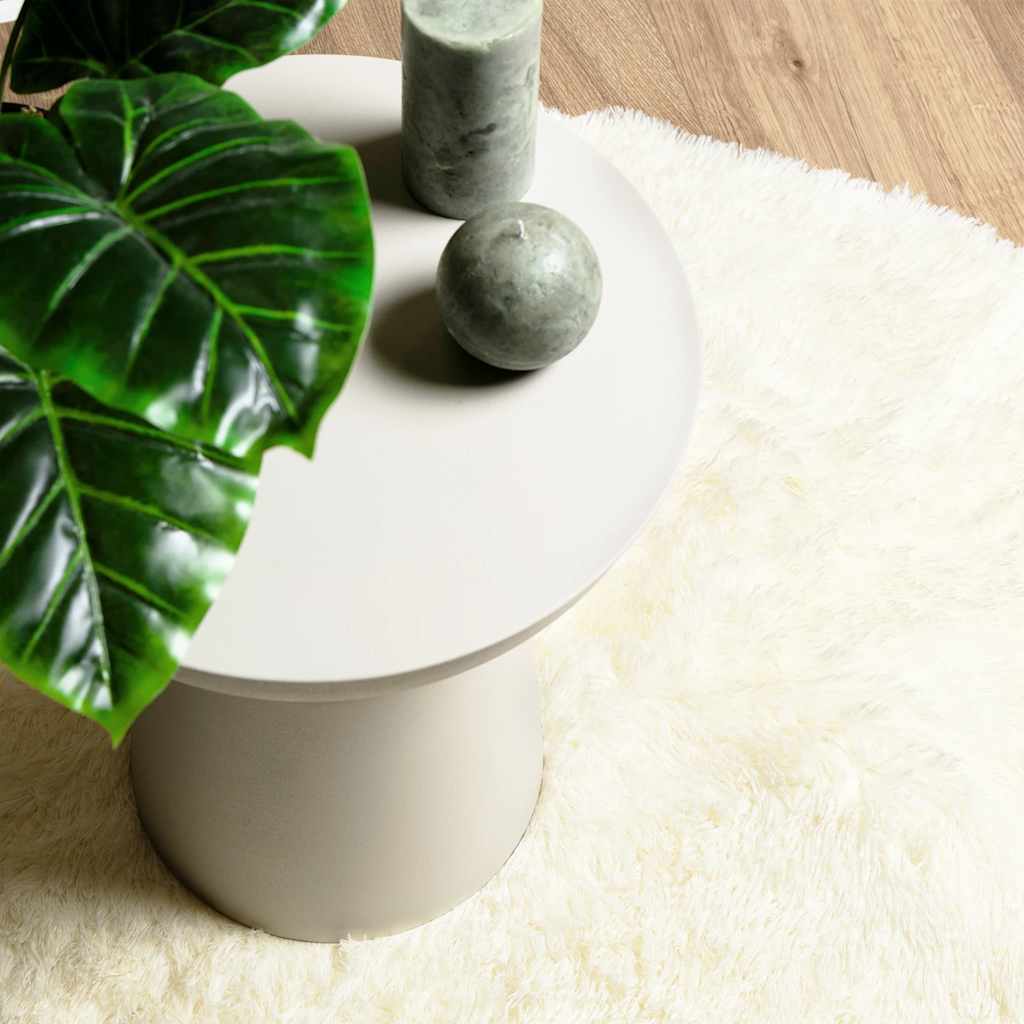 Tappeto Shaggy a Pelo Lungo NAVARRA Crema 240x240 cm poliestere