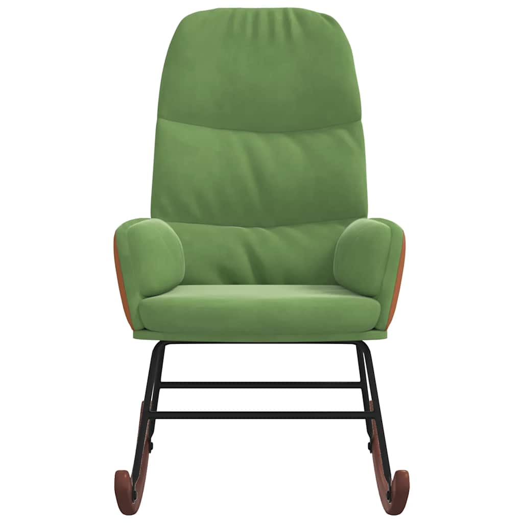vidaXL Sedia a Dondolo Verde Chiaro in Velluto