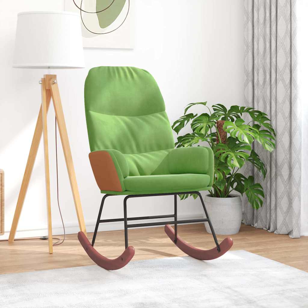 vidaXL Sedia a Dondolo Verde Chiaro in Velluto