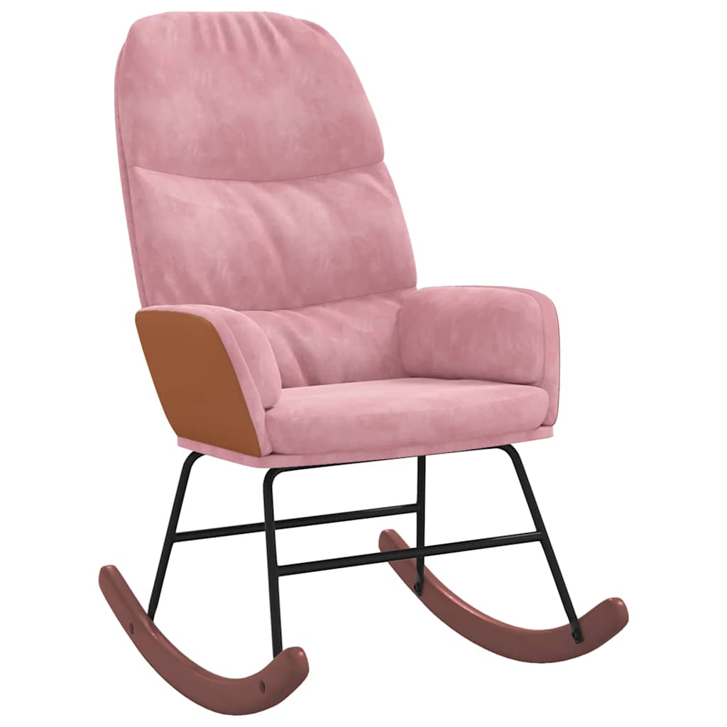 vidaXL Sedia a Dondolo Rosa in Velluto