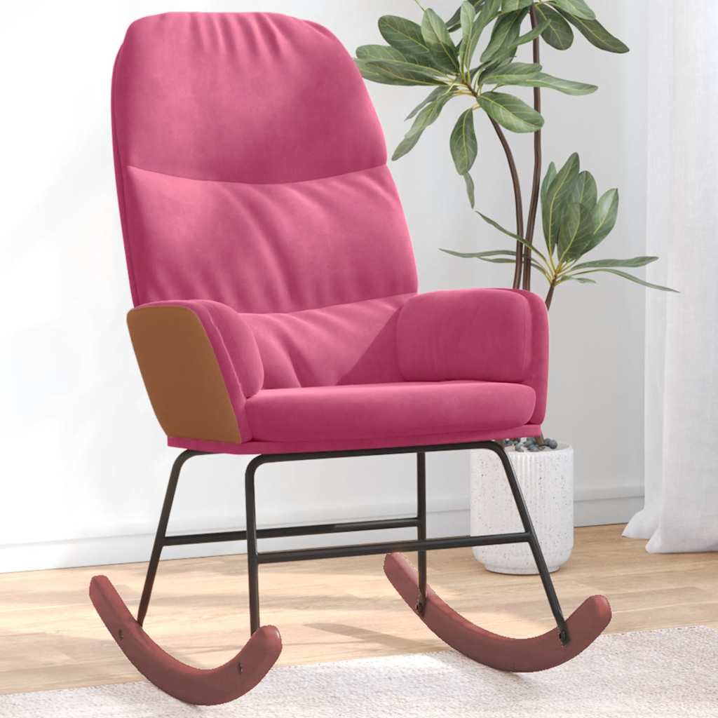 vidaXL Sedia a Dondolo Rosso Vino in Velluto