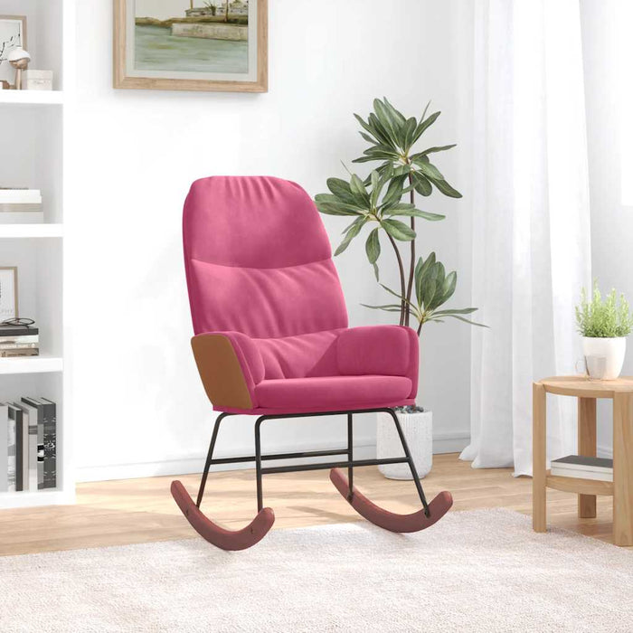vidaXL Sedia a Dondolo Rosso Vino in Velluto