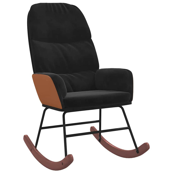 vidaXL Sedia a Dondolo Nera in Velluto