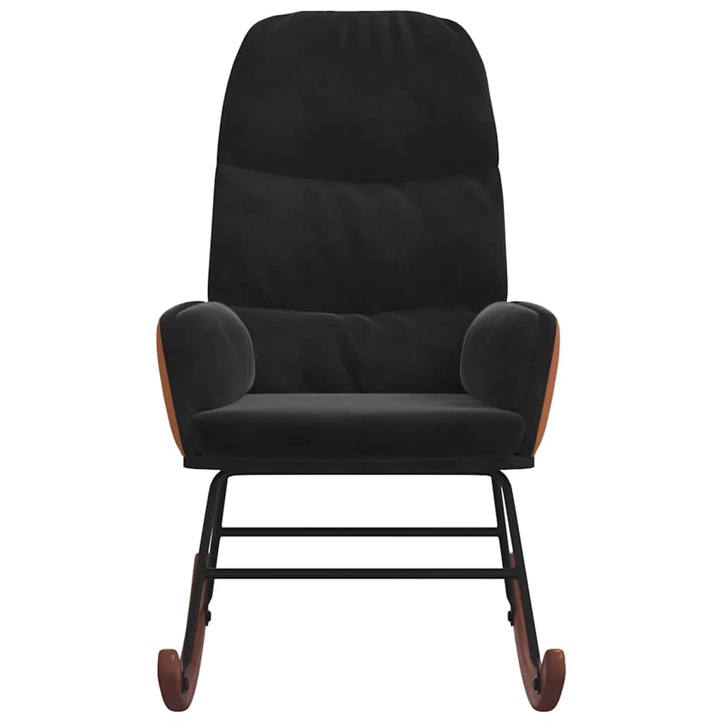 vidaXL Sedia a Dondolo Nera in Velluto