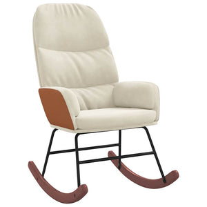 vidaXL Sedia a Dondolo in Velluto Crema Bianco