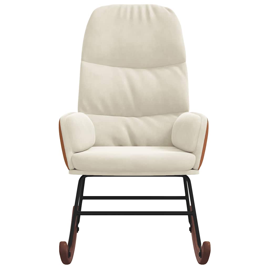 vidaXL Sedia a Dondolo in Velluto Crema Bianco