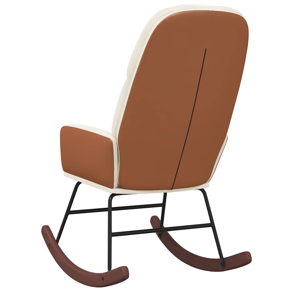 vidaXL Sedia a Dondolo in Velluto Crema Bianco