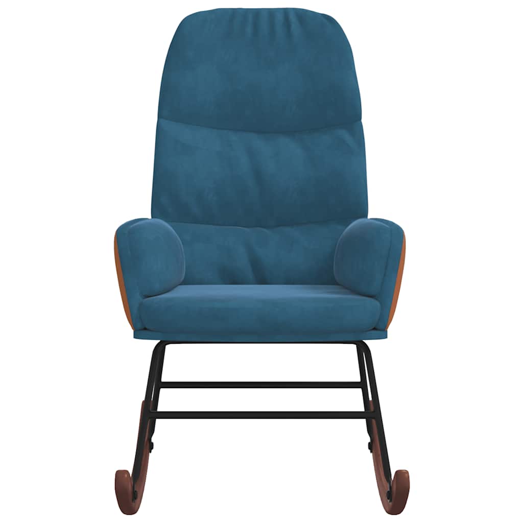 vidaXL Sedia a Dondolo Blu in Velluto