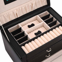 Portagioie a 3 Strati con Specchio Bloccabile Nero 26x18x17,5cm 4103559