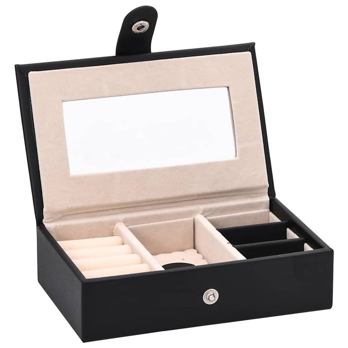 Portagioie a 3 Strati con Specchio Bloccabile Nero 26x18x17,5cm 4103559