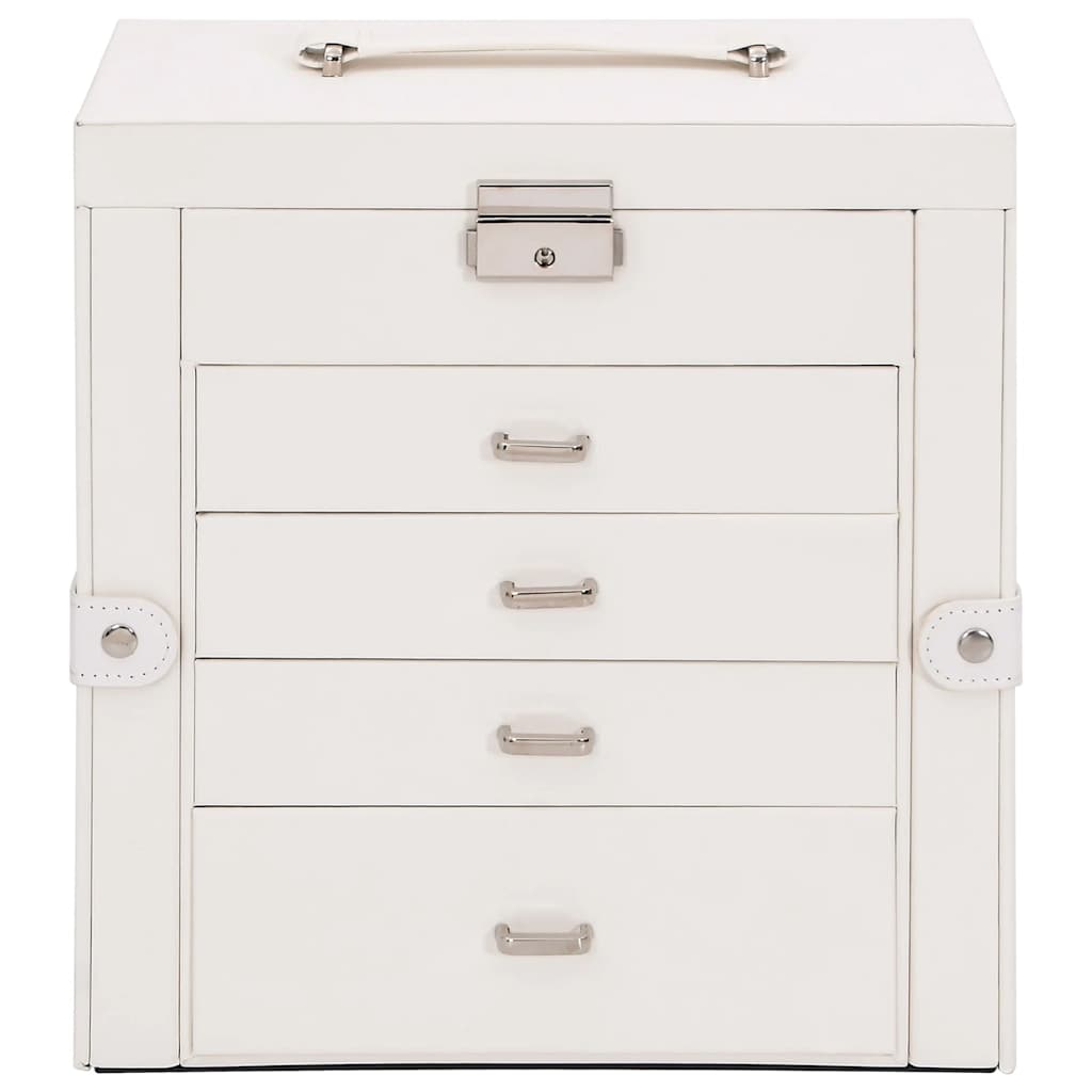 Portagioie a 5 Strati con Specchio Chiudibile a Chiave Bianco 4103562