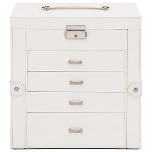 Portagioie a 5 Strati con Specchio Chiudibile a Chiave Bianco 4103562