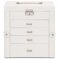 Portagioie a 5 Strati con Specchio Chiudibile a Chiave Bianco