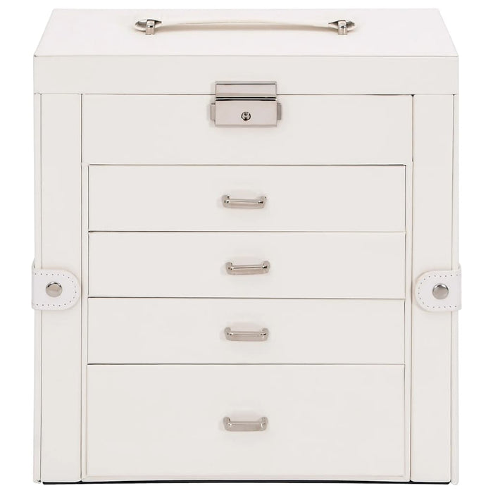 Portagioie a 5 Strati con Specchio Chiudibile a Chiave Bianco