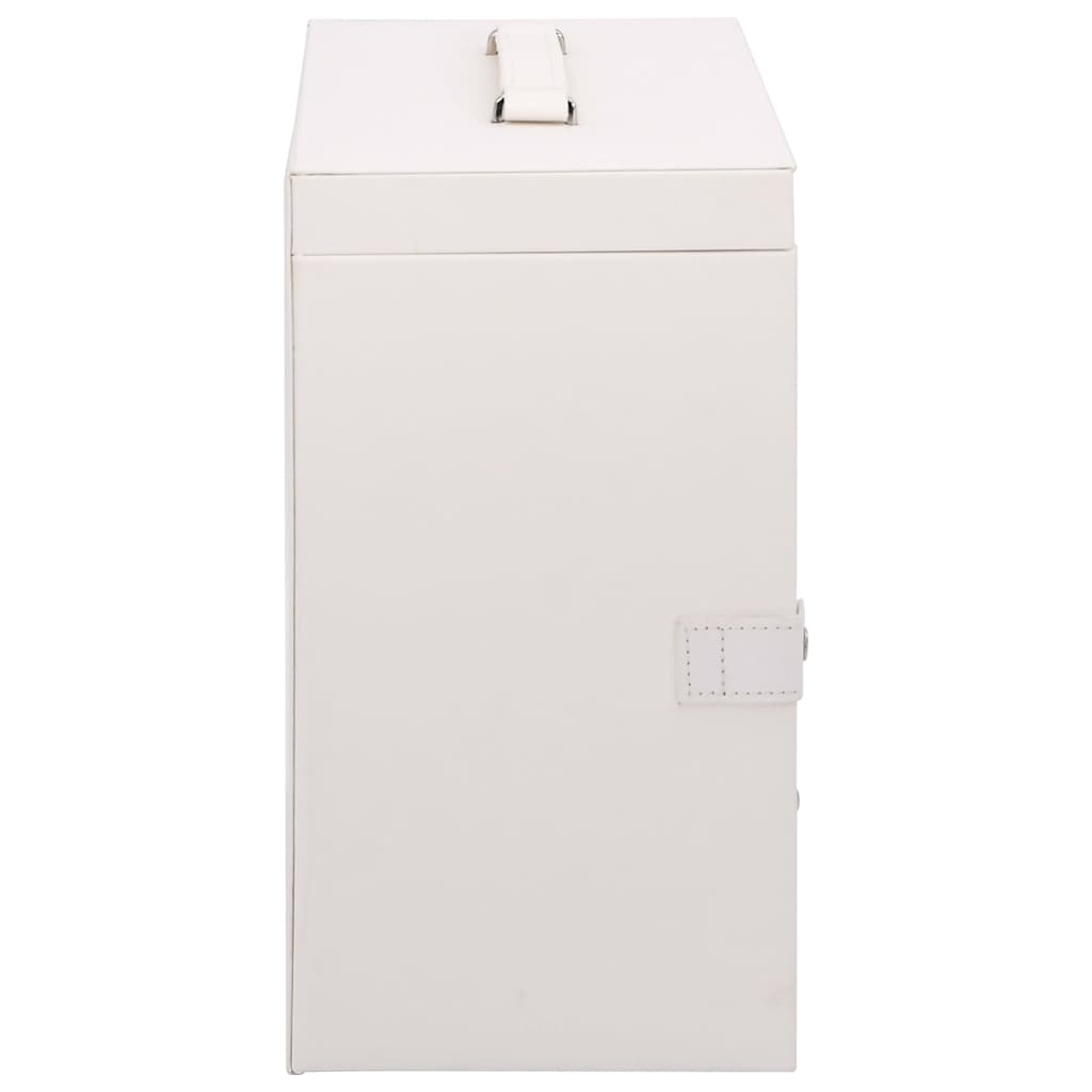 Portagioie a 5 Strati con Specchio Chiudibile a Chiave-Portagioie Specchiato Bianco