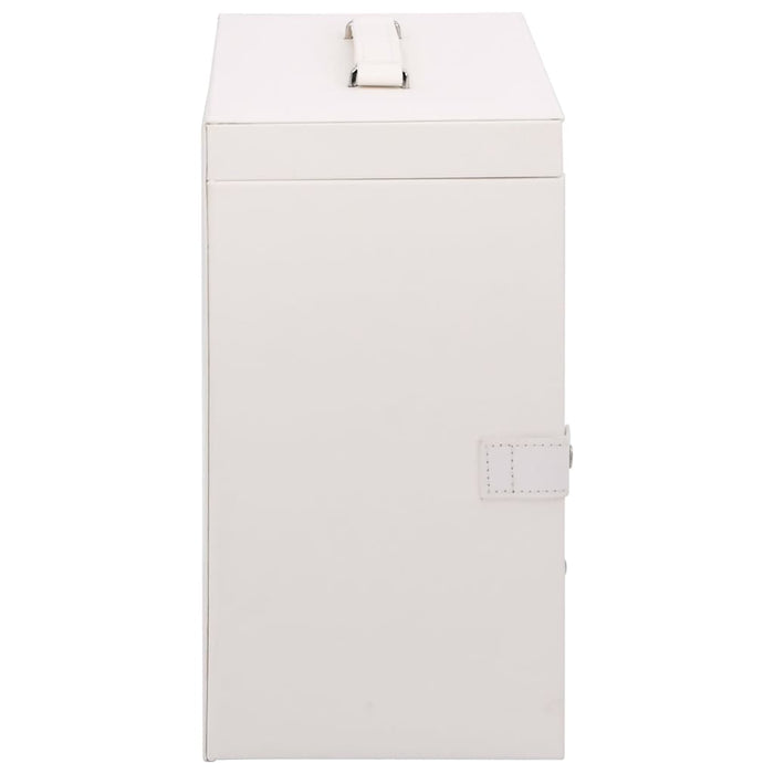 Portagioie a 5 Strati con Specchio Chiudibile a Chiave-Portagioie Specchiato Bianco